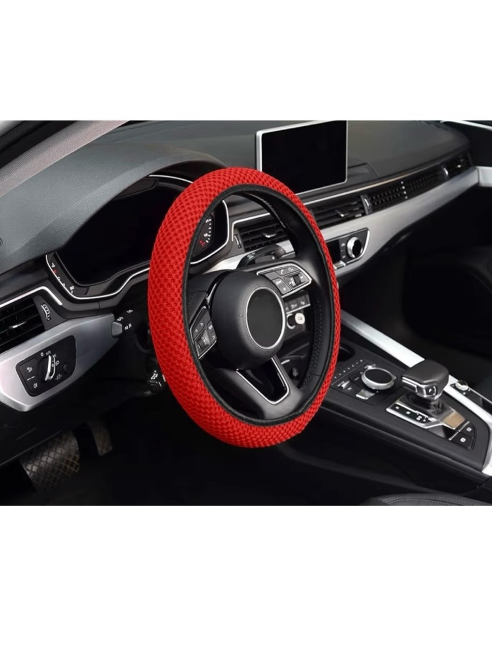KAFEEK Red Textured Steering Wheel Cover - Picture 7 of 7